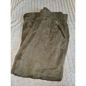 Juicy Couture Womens Medium Jogger Zip Pocket Lyocell Elastic Waist Olive Green